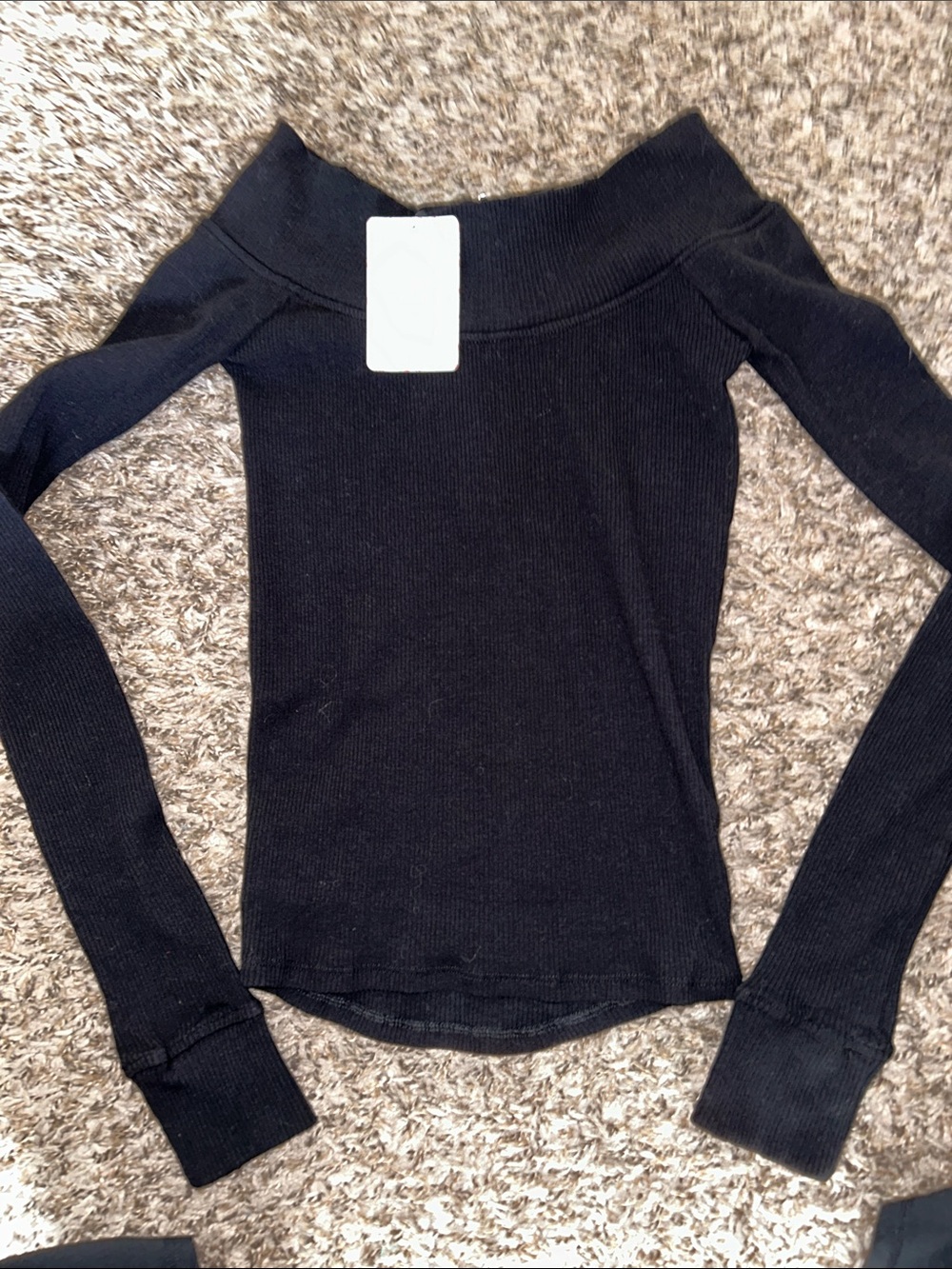 NWT Free People Zip To It Black Off The Shoulder Long Sleeve - Women’s Small - Picture 5 of 5
